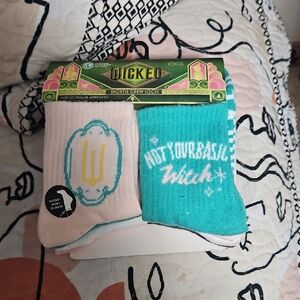Universal Teal and Pink Shortie Crew Socks - Wicked Theme
